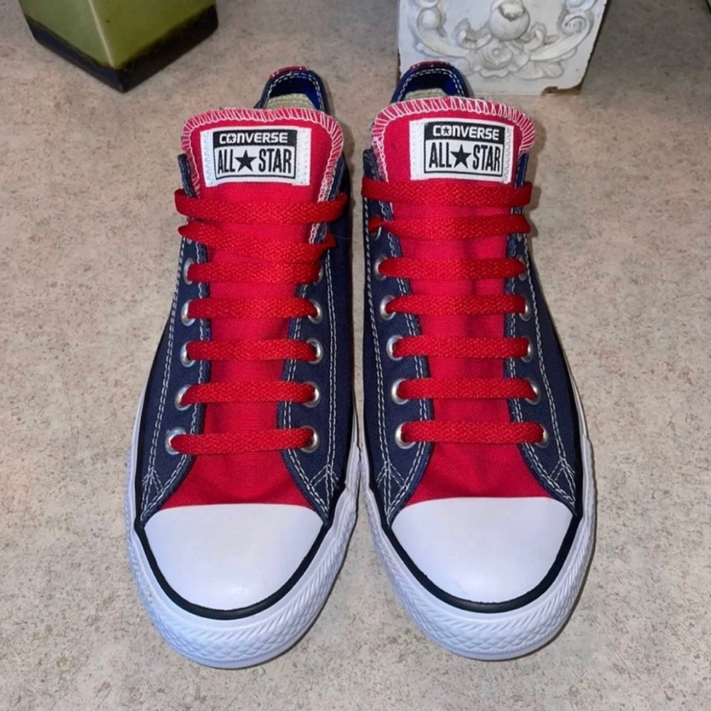 Men's KU Blue Converse Low Tops Size 8.5
Women 10.5